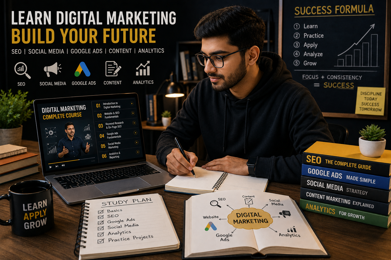 Digital marketing course learning and online education