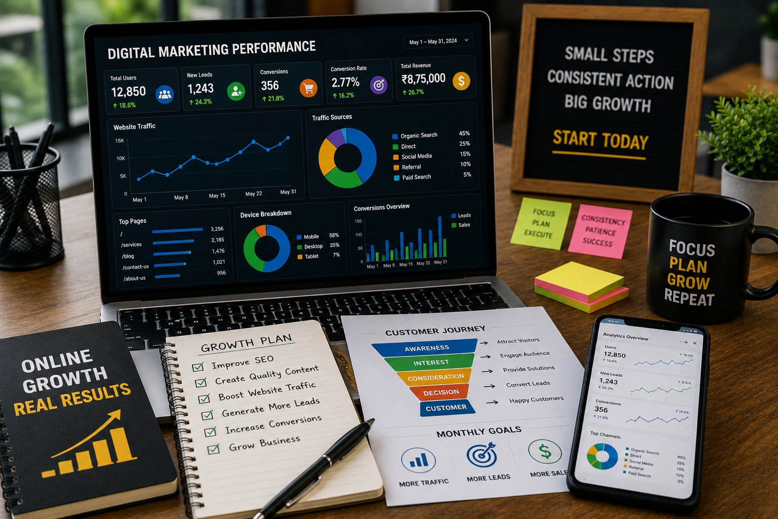 Small business digital marketing analytics and growth